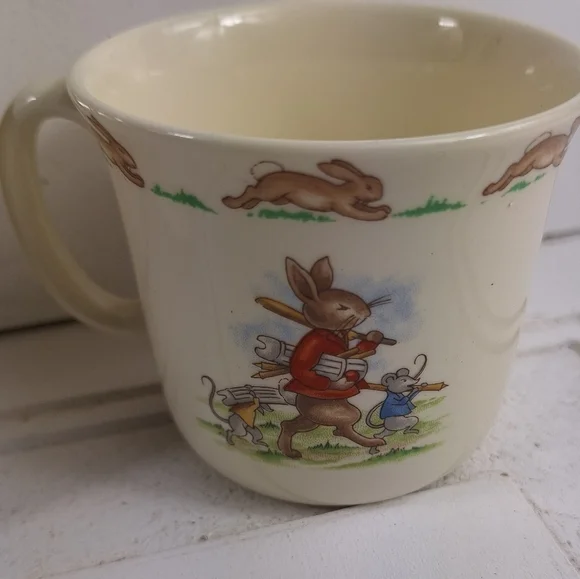 Vintage Royal Doulton Bunnykins Plate "Bath Time" 1936 English Fine Bone China - Picture 4 of 11